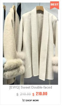 [EWQ] Wool Fox Fur Sleeve Women Coat Elegant Clothing Autumn 2025 Winter Double-sided Jacket Big Size Wine Red Overcoats 16O2751