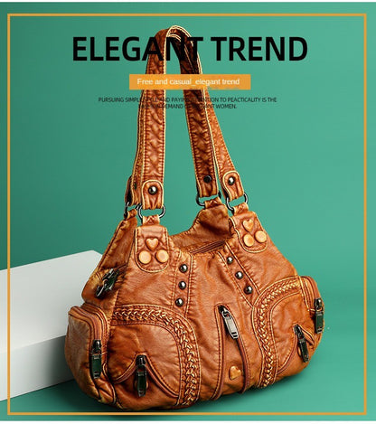 Black Y2k Women Shoulder Bag Vintage Punk Goth Fashion Designer Pu Leather Tote Bag Large Capacity Rivet Motorcycle Handbag