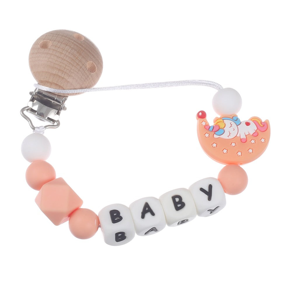 Personalized Name Baby Pacifier Clips Cartoon Moon Silicone Teether Nipple Chain For Nursing Chew Toys Baby Dummy Holder Chain