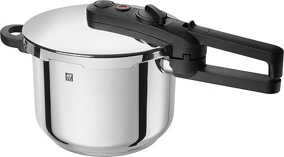 Panela de Pressão/Tampa de Pressão a Vapor EcoQuick II, Diâmetro 22 cm, 6 L, para Todos os Fogões Incluindo Indução, Aço Inoxidável 18/10