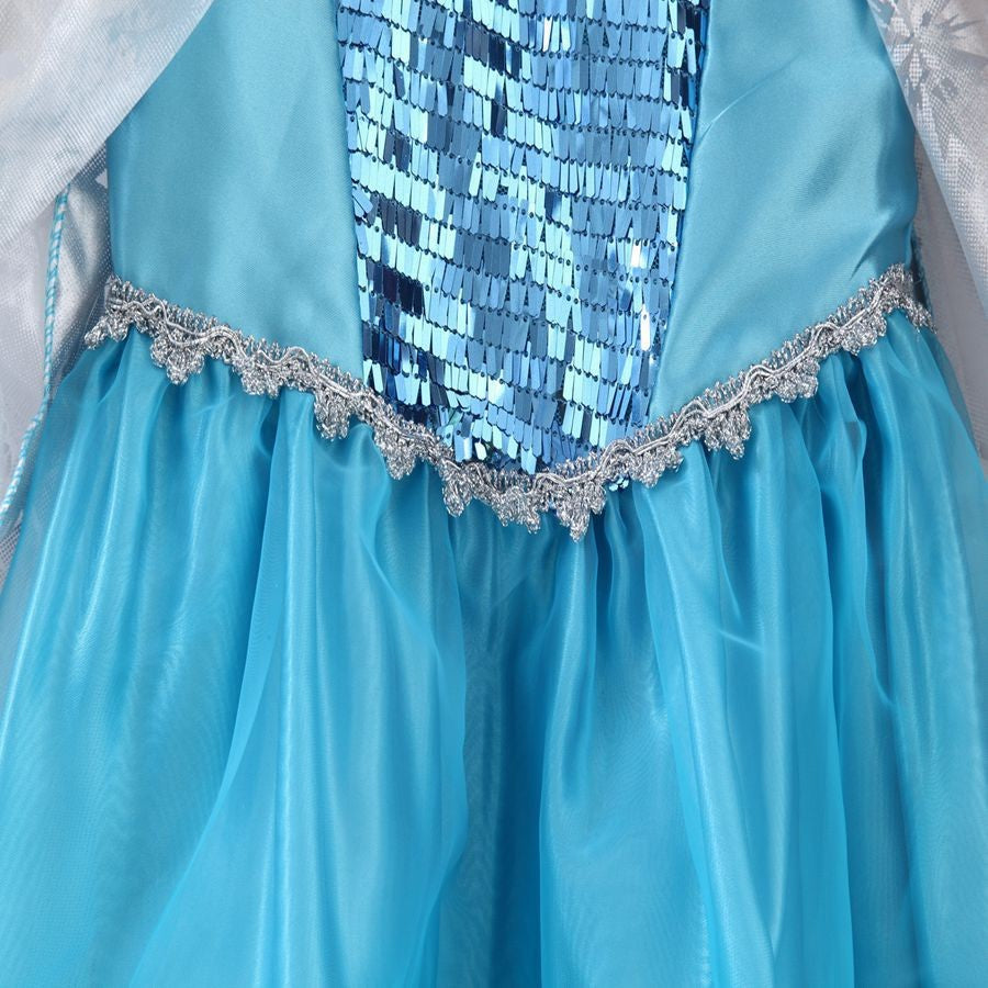 Girls Ice Snow Princess Cosplay Dress with Long Cloak Kids Outfit for Halloween Carnival Birthday Theme Party Role?Play Dress?Up