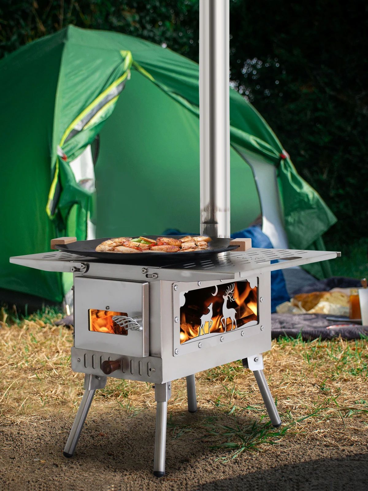 Pellet Burner 16L Storage Capacity Stainless Steel Firewood Stove Outdoor Camping Tent Heating Picnic Cooking