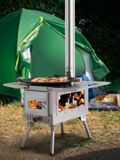 Pellet Burner 16L Storage Capacity Stainless Steel Firewood Stove Outdoor Camping Tent Heating Picnic Cooking