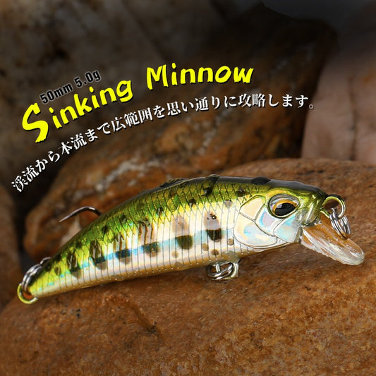 TSURINOYA DW63 50mm/5g Isca Artificial Minnow Jerkbait de Afundamento Wobblers de Plástico Rígido para Pesca de Robalo Truta e Lúcio