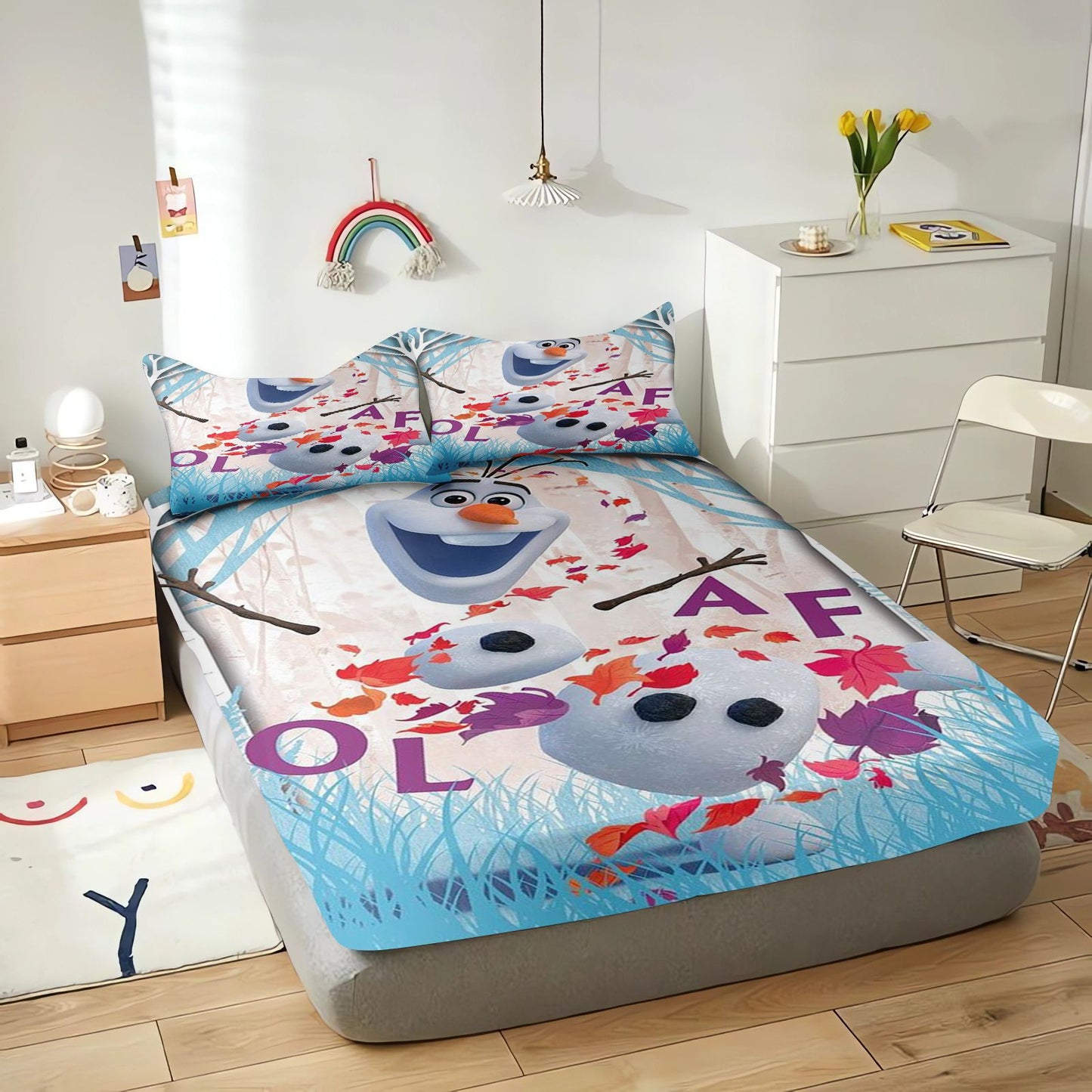 Frozen Fitted Sheet Children 100% Polyester Coverage Sheets Cartoon Cover Elastic Cute Digital Printing Bedding Teenager