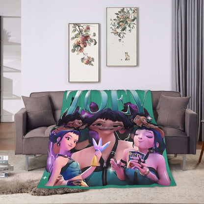 Cobertores de flanela Kpop Demon Hunters Zoey Huntrix Cobertor incrível para casa hotel sofá colcha 125*100cm