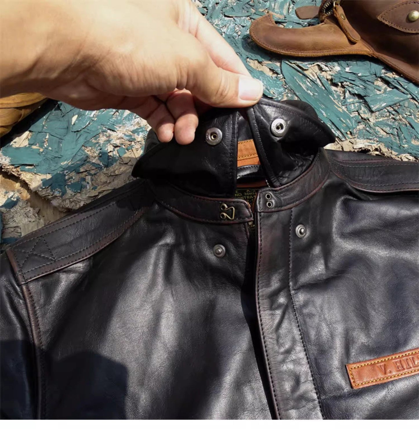YR!Sales.Classic A-2 Horsehide Coat.Vintage Style Us Air Force genuine leather jacket.A2 Bomber Leather Cloth