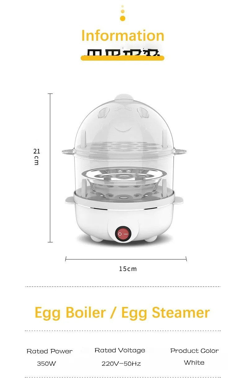 Fervidor de Ovos Multifuncional, Vaporizador Elétrico de Ovos, Máquina de Café da Manhã, Panela de Ovos de Camada Dupla, Mini Vaporizador para Cozinha