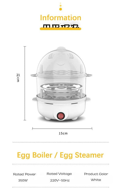 Fervidor de Ovos Multifuncional, Vaporizador Elétrico de Ovos, Máquina de Café da Manhã, Panela de Ovos de Camada Dupla, Mini Vaporizador para Cozinha