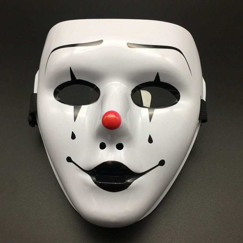 Halloween Props Masquerade Performance Full Face Mask Hand-painted White Street Dance Adult Eye Mask Death Clown Black Gold