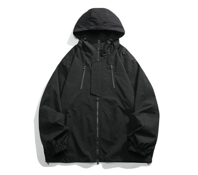 2024 Men Hooded Jacket Men Bomber Jacket Mens Windbreakers Zipper Coats Spring Autumn Loose Cargo Jacket Men Casual Sportswear