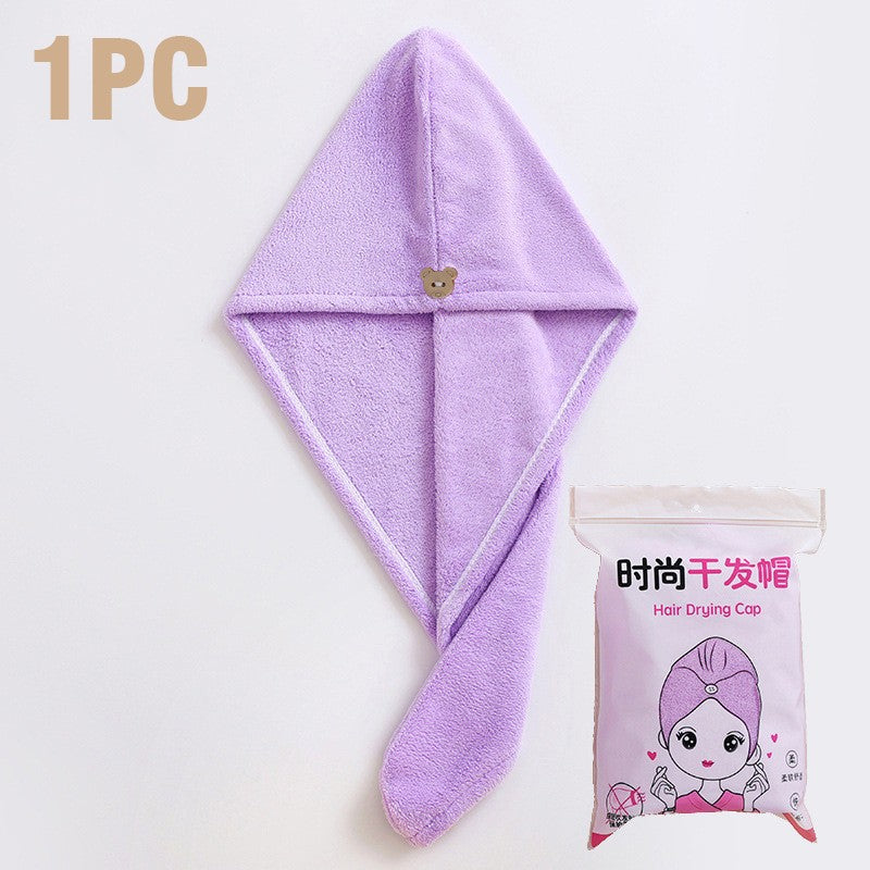 Care Cap with Button Microfiber Hair Towel Super Absorbent Hair Towel Wrap Fast Drying Hair Wraps Women Bathroom Accessories