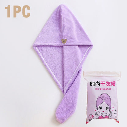 Care Cap with Button Microfiber Hair Towel Super Absorbent Hair Towel Wrap Fast Drying Hair Wraps Women Bathroom Accessories