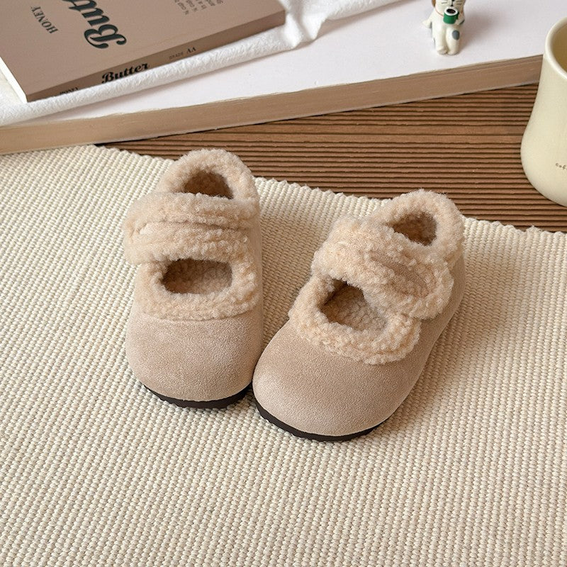 Children's Cotton Shoes 1-18 Years Old Beige Padded Thickened Boys Girls Walking Shoes Brown Soft Bottom Non-slip Kids Fur Shoes
