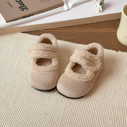 Children's Cotton Shoes 1-18 Years Old Beige Padded Thickened Boys Girls Walking Shoes Brown Soft Bottom Non-slip Kids Fur Shoes