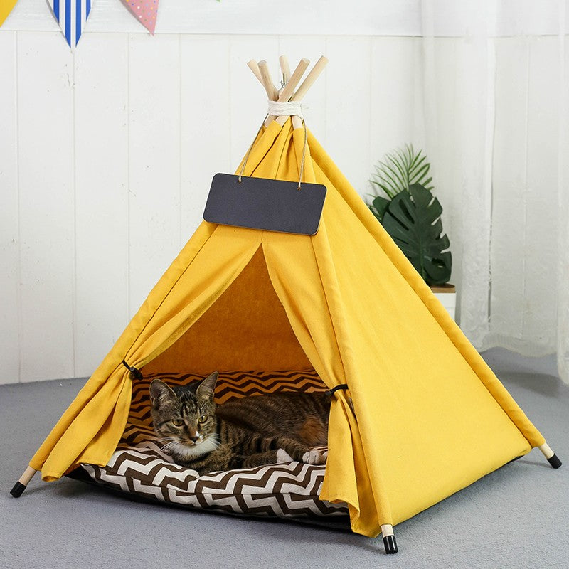 Tenda Tipi para Cães e Gatos com Almofada Grossa Casas Portáteis para Filhotes Gatos Cães Coelhos Até 15kg/33lbs