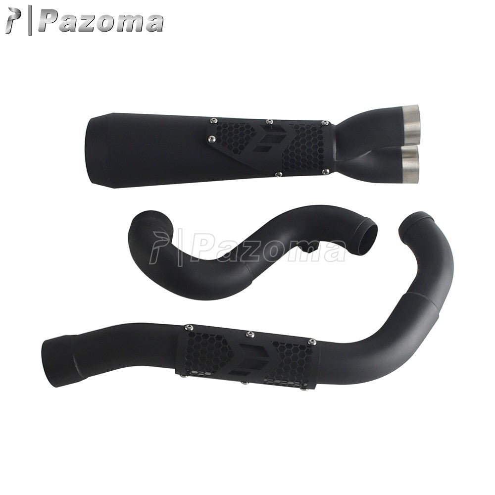 Pazoma 2-in-1 Exhaust Muffler Motorcycle Stepped Exhausts System For Harley Dyna Low Rider Street Fat Bob Super Wide Glide 06-17
