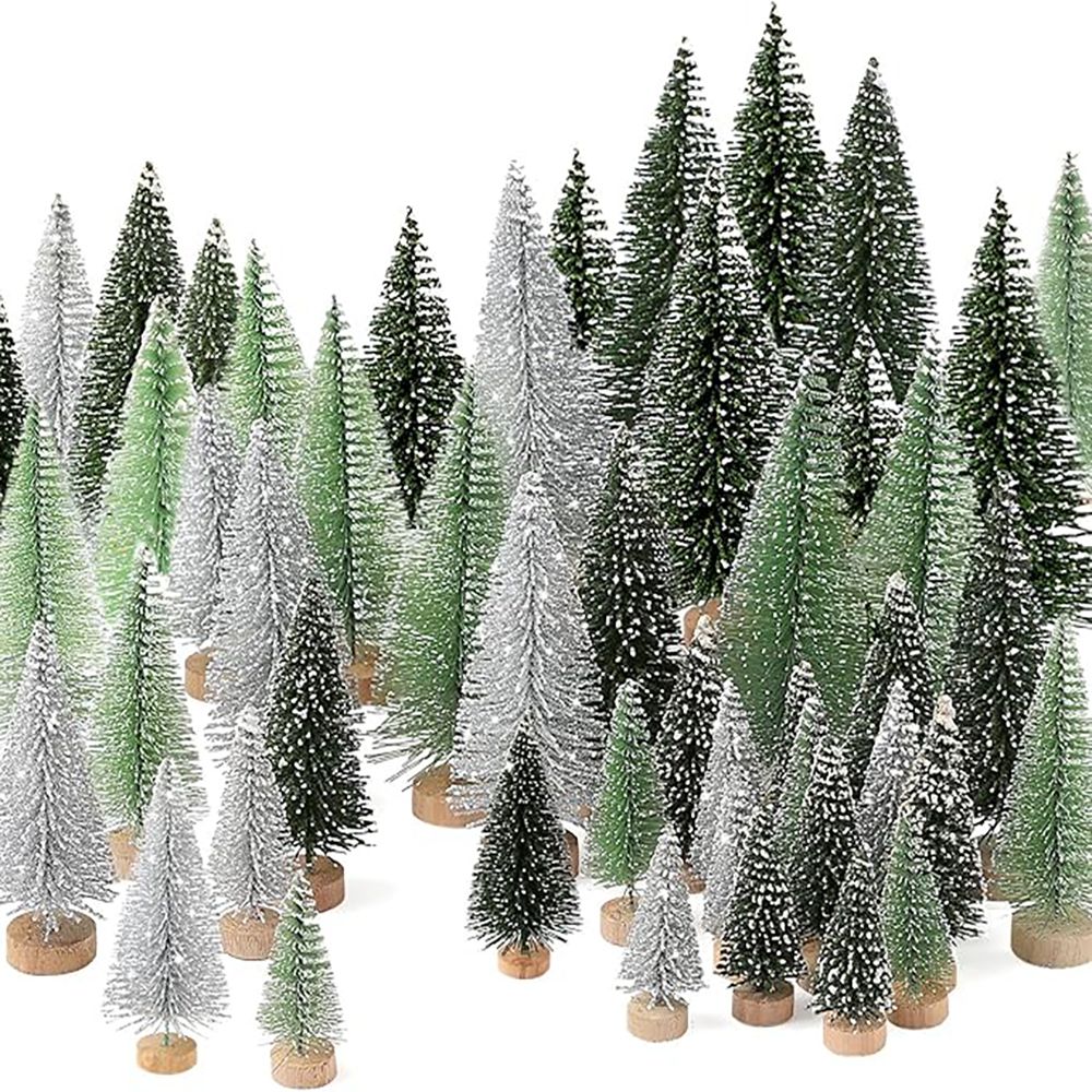 Mini Christmas Trees Different Size Craft Artificial Wooden Base Mini Christmas Tree Xmas Home Party New Year 2025 Decoration