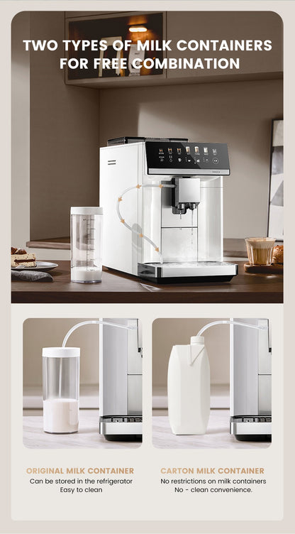 Máquina de Café Expresso Automática Mcilpoog M3 – Espumador e Reservatório de Leite Integrados, 7 Variedades de Café, Tela Sensível ao Toque