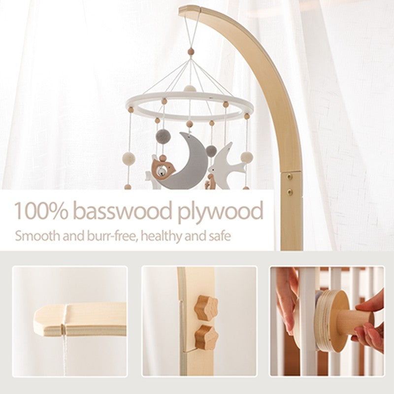 Baby Wooden Bedbell Bracket 0-12 Months Bed Bell Bracket Wooden Mobile Newborn Crochet Bed Bell Hanging Toys Newbaby Rattle Toys