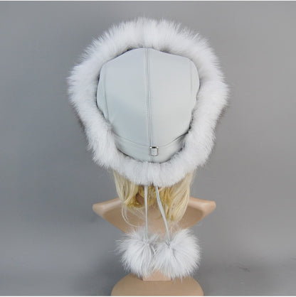Nova Touca de Luxo de Inverno 100% Pelo de Raposa Natural Toucas de Pelo de Raposa Real de Qualidade para Mulheres Toucas de Pelo de Raposa Genuíno para Meninas