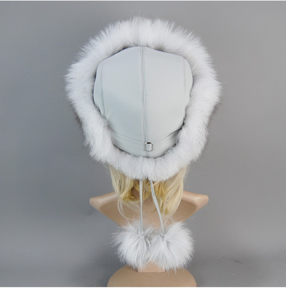 Nova Touca de Luxo de Inverno 100% Pelo de Raposa Natural Toucas de Pelo de Raposa Real de Qualidade para Mulheres Toucas de Pelo de Raposa Genuíno para Meninas