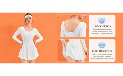 Slim Fit Women 2-In-1 Tennis Dress Athletic Golf Dress With Built-In Shorts Vintage Aesthetic Sporty Streetwear women clothing