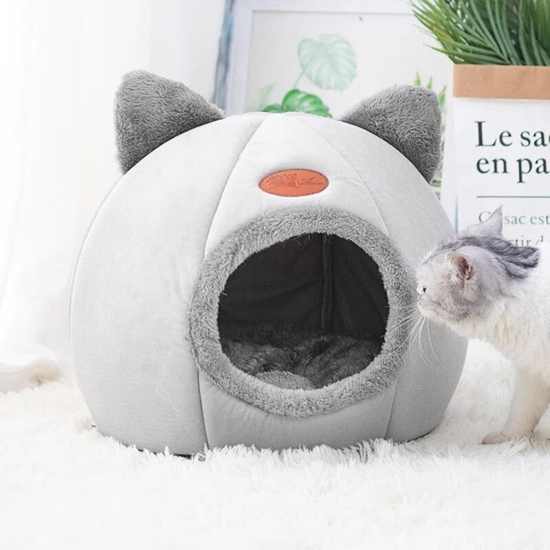 Linda Cama para Gatos e Cães, Ninho de Sono Profundo para Pets, Tenda Macia e Confortável Semi-fechada para Gatos, Casinha de Cachorro, Suprimentos para Pets de Outono/Inverno