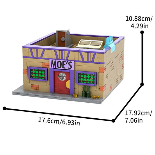 MOC Simpsoned Anime Moe's Tavern Building Blocks Model Springfield Moe's Tavern Modular Bricks Assembly Toys Kids Birthday Gifts