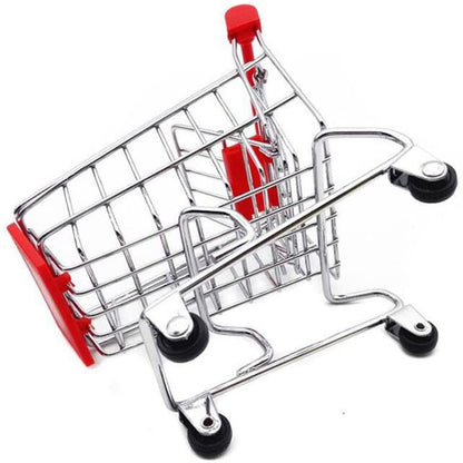 Mini Supermarket Shopping Trolley Cart Desktop Model Children's Toys Home Decoration Miniature