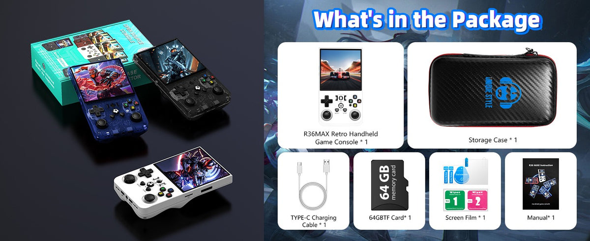 AISLPC R36MAX Retro Handheld Video Game Console 4.0 Inch IPS Screen Portable Pocket Video Player Plug and Play Games Kids Gifts