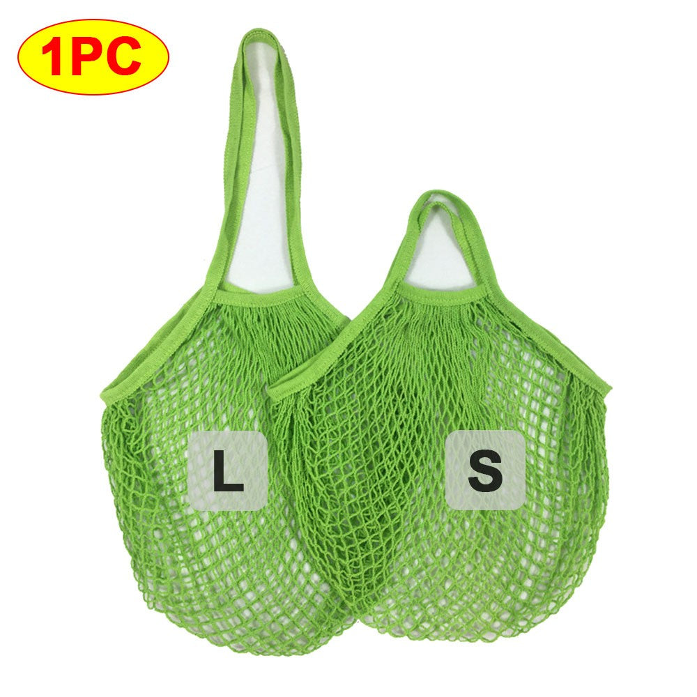 Silicone World 1PC Portable Reusable Grocery Mesh Bag Cotton Shopping Mesh Bags Handheld Shoulder Back Fruit Vegetable Net Bag