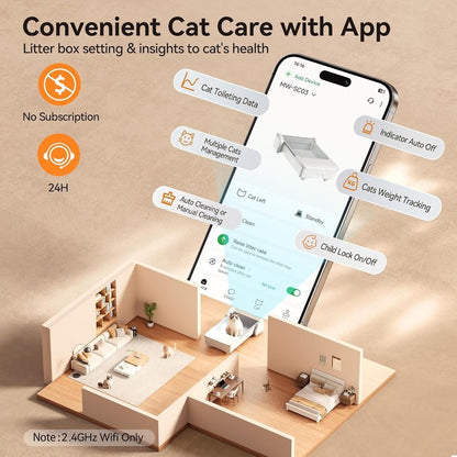 Caixa de Areia Inteligente Autolimpante para Vários Gatos com Controle por Aplicativo, Pente Duplo, Controle de Odor e Recurso Anti-Aprisionamento
