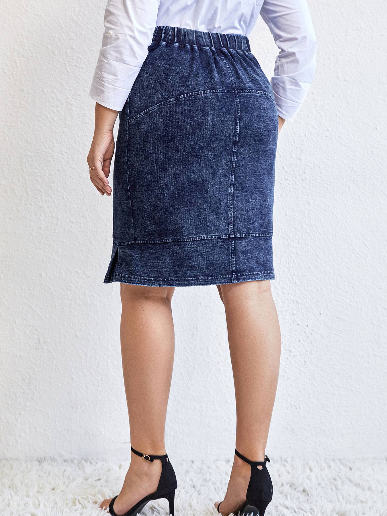 Women Plus Size Knitted Fashionable Skirt For Spring And Autumn