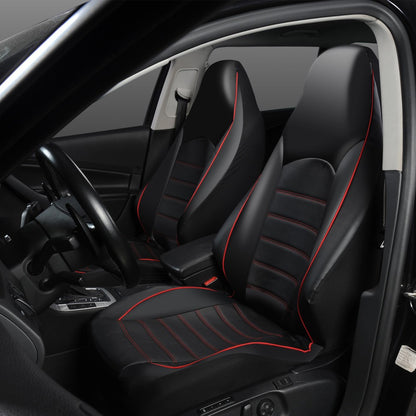 2pcs Universal PU Leather Car Full Seat Cover High Rear Bucket Seat Cover Suitable For Most Car Truck SUV Seat Accessories
