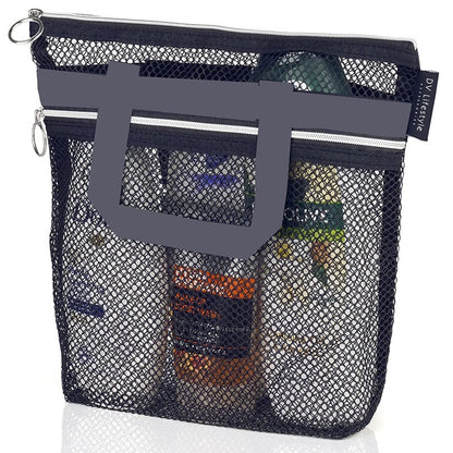 Portable shower handbag, transparent mesh makeup bag, storage bag, travel wash bag, mesh beach bag