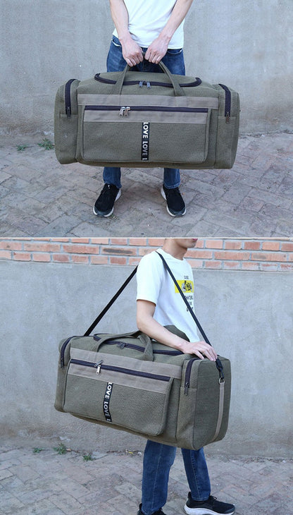 Large Canvas Travel Duffel Bag Waterproof Men's Shoulder Luggage Storage Bags Outdoor Trainning Fitness Sports Handbag XA927D