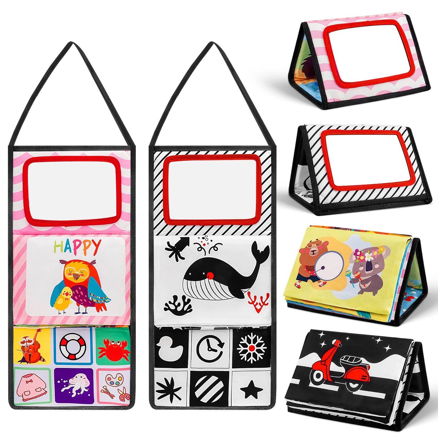 Black and White Newborn Mirror Toys BabyTummy Time for Babies MontessoriDevelopment Crawl High Contrast ActivitySensory Toy