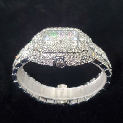 2025 New Luxury Diamond Watch Men Fashion Iced Out Square Colorful Number Watches Hip Hop Bling Jewelry Reloj Hombre for Party