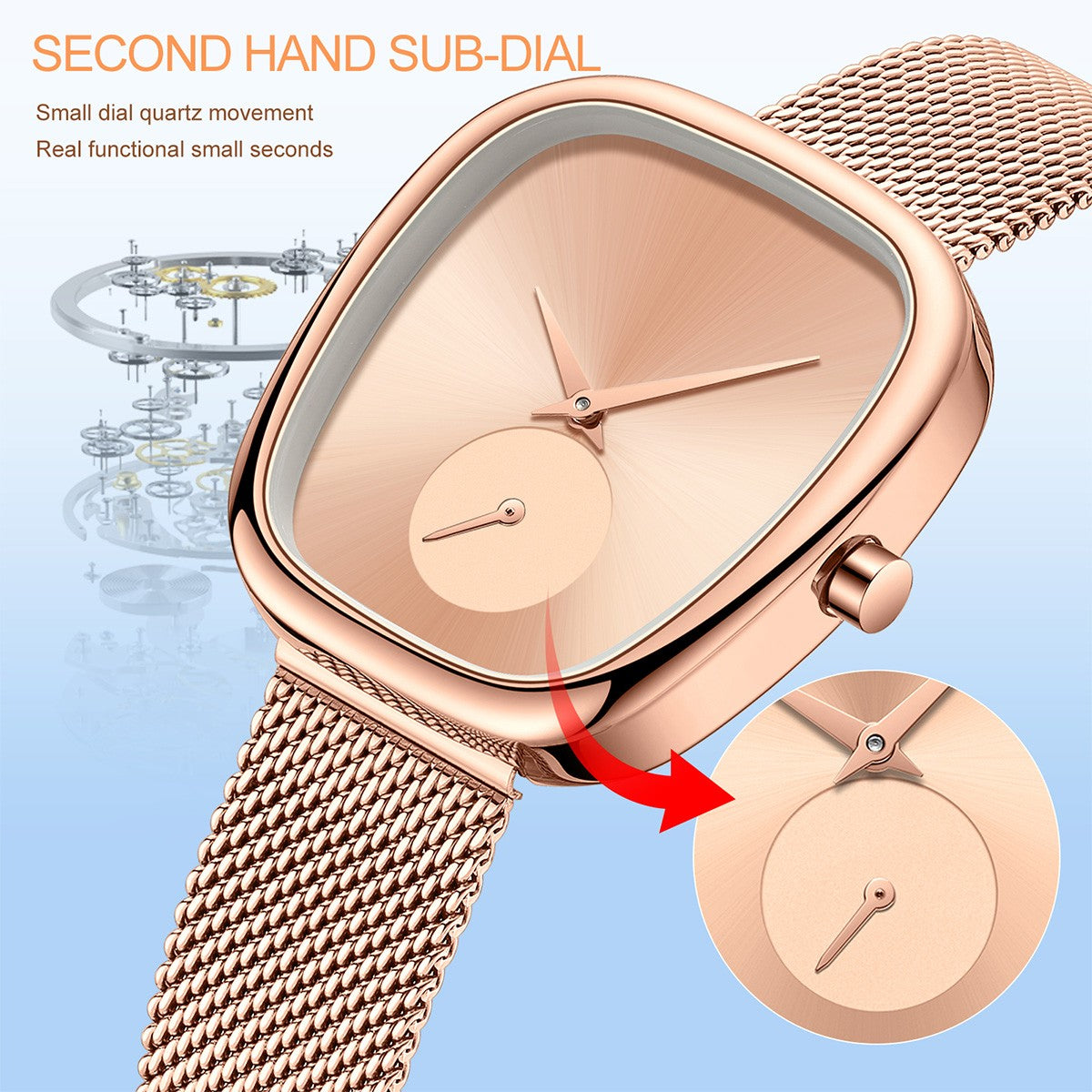 HANNAH MARTIN Brand Original Luxury Women Watch Rose Gold Fashion Stainless Steel Quartz Movement Waterproof Women Dress Watches