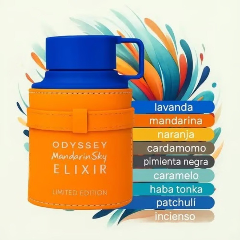 Armaf Odyssey Mandarin Sky Elixir Eau de Parfum Spray 100ml Perfumes Árabes Originais Perfume Amadeirado Oriental Duradouro Colônia Masculina