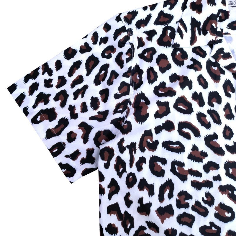 Pdmcms 23ss Gradient Leopard Print High Street Style Casual Handmade Silk Hawaiian Short Sleeved Shirt For Men