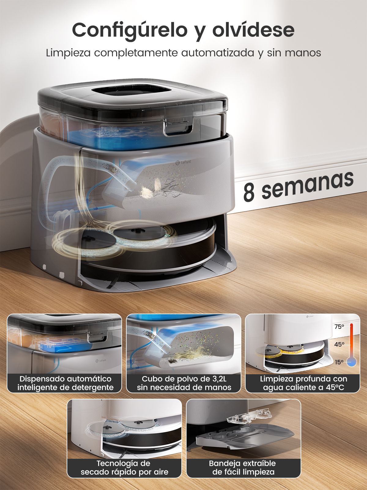 Lefant M3 Max Robot Vacuum, Robot Vacuum and Mop, 20000Pa Suction, Anti-Tangle Brushes, Dual Spinning Mop, Auto Mop Washing