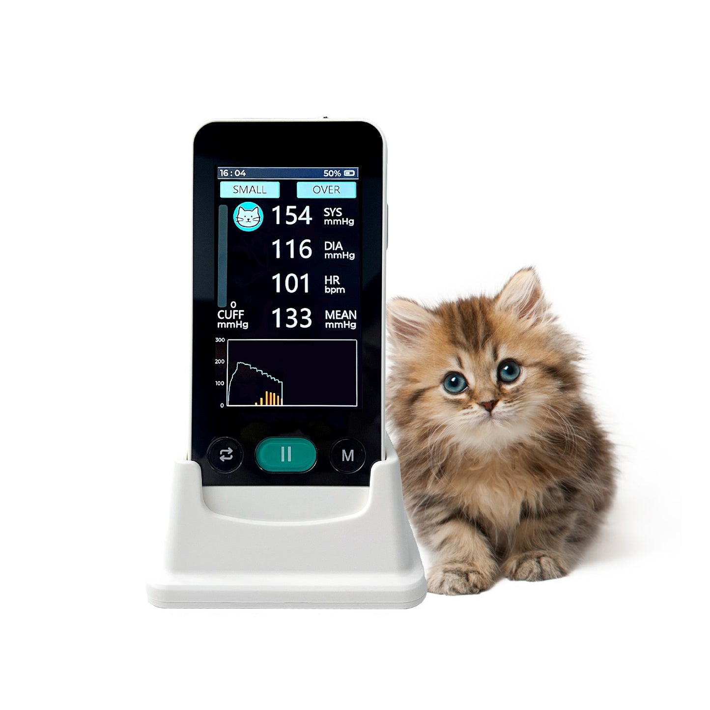 Monitor de Pressão Arterial Animal Eletrônico Portátil Medidor BP para Gatos Cães Uso Veterinário