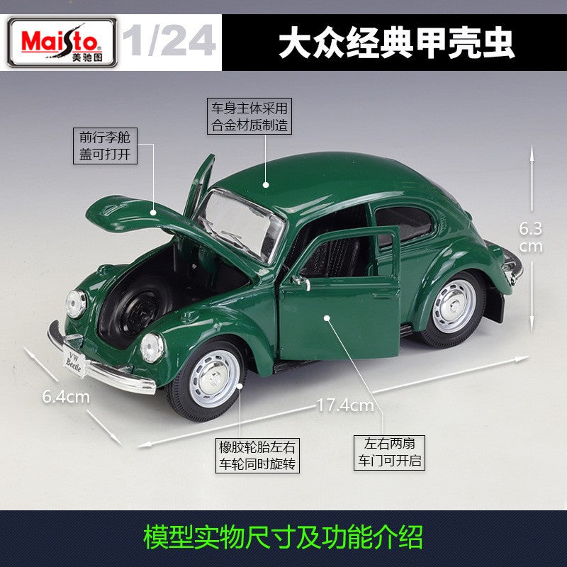 Maisto Diecast 1:24 Scale Volkswagen Beetle Alloy Retro Vintage Car Model Ornaments Collection Souvenir Ornaments Display
