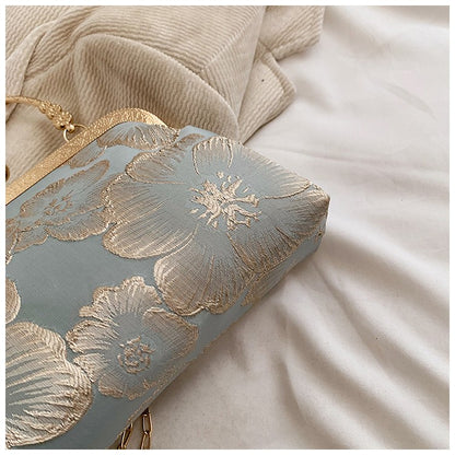 Chinese Style Embroidered Shoulder Bag Elegant Handbag Retro Small Square Bag Wedding Party Luxury Designer Women Evening Clutch