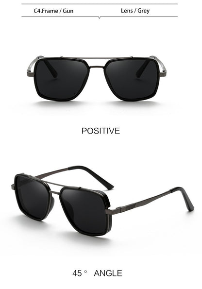 MIZHO Brand Tony Stark Iron Man Sunglasses For Men Driving Fashion COOL High Quality Driving Polarized Sun Glasses UV Protection