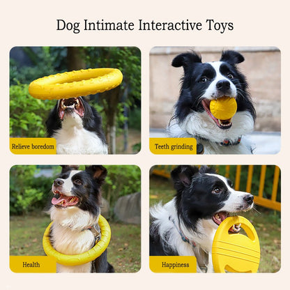 Brinquedos Duráveis de EVA para Cães 4 Peças Disco Voador + Bola + Corda para Puxar para Filhotes e Cães Adultos Conjunto Anti-Mordida para Limpeza dos Dentes?2024 Mais Vendido?