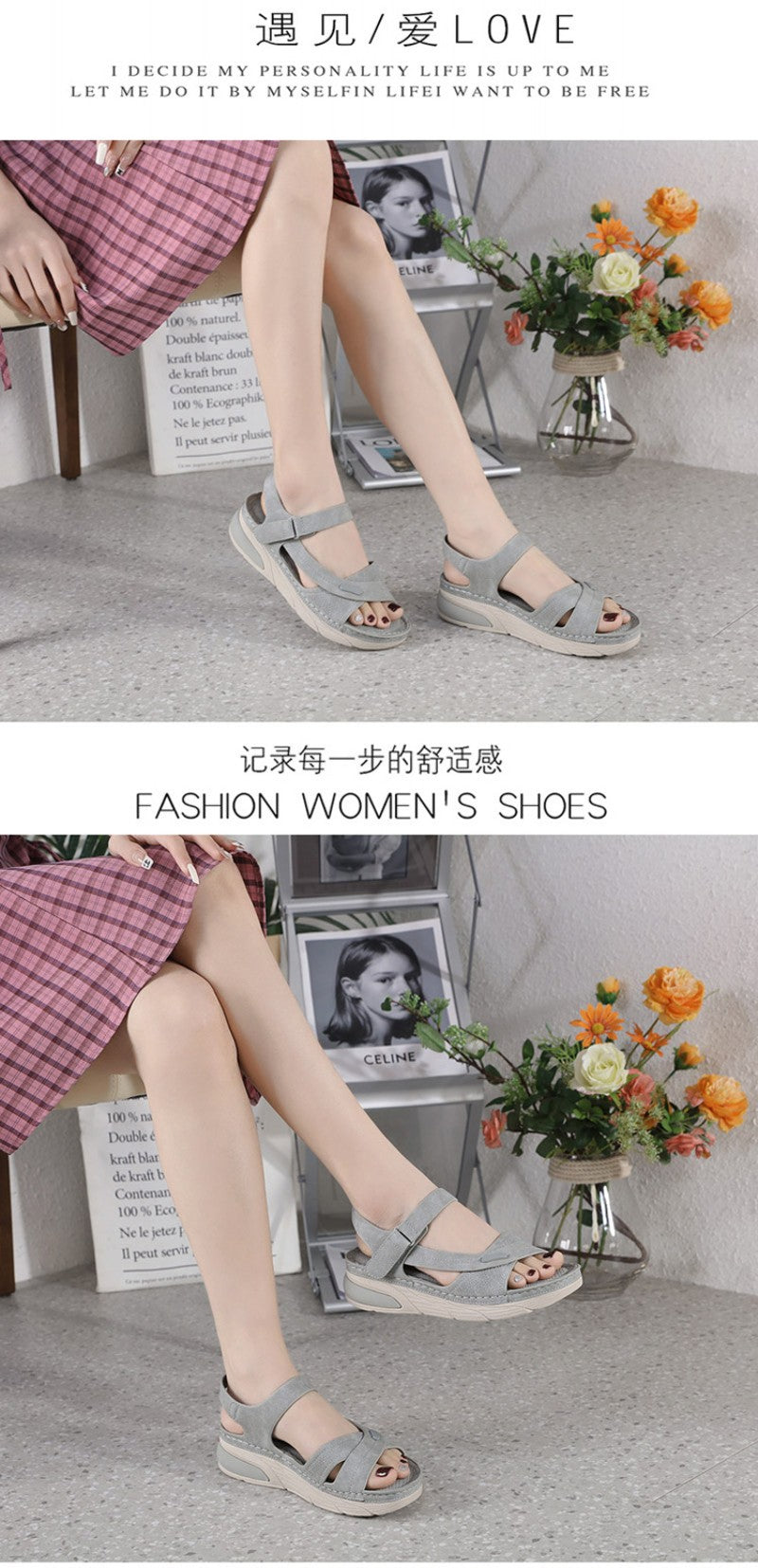 Sandal Lightweight Casual Sporty Comfortable Thick-Soled Velcro Versatile Fashion Trend Breathable National Style Wear-Resistant