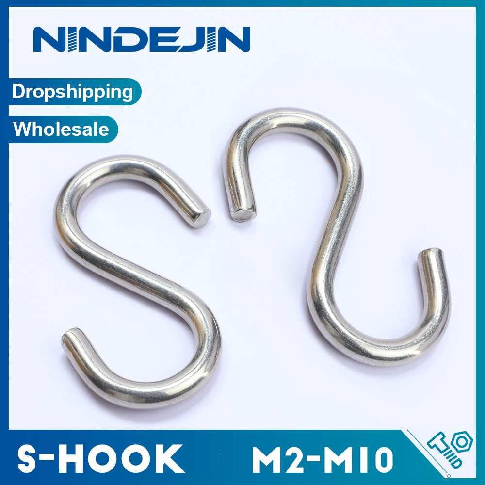 NINDEJIN 1-10 peças/pacote Ganchos S de Aço Inoxidável Reforçados M2 M3 M4 M5 M6 M8 M10 Gancho S Utilitário para Pendurar em Cozinha e Armário